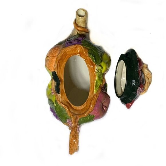 Vintage Large Hand Crafted Teapot Fruit Lattice Basket Artisanal Ceramic 1994 - Picture 9 of 15